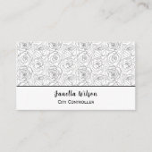 エレガントな黒と白のバラのデザイン 名刺 (正面)