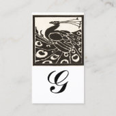 エレガントな黒と白のピーコックモノグラム 名刺 (裏面)