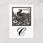 エレガントな黒と白のピーコックモノグラム 名刺 (裏面)