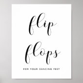 エレガントな黒と白のフリップフロップ ウェディングサイン ポスター (正面)