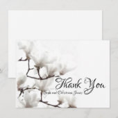 エレガントな黒と白のマグノリアの花の水彩画 サンキューカード (正面/裏面)
