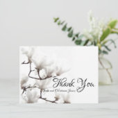 エレガントな黒と白のマグノリアの花の水彩画 サンキューカード (スタンド正面)