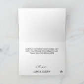 エレガントな黒と白の大理石の結婚式のお礼カード サンキューカード (内部)