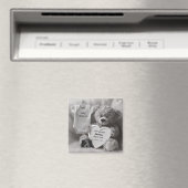 エレガントな黒と白の妊娠報告ギフト マグネット (インサイチュ (食洗機))