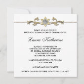 エレガントな黒と白の少女の初聖体拝領 招待状 (裏面)