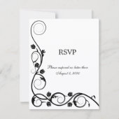 エレガントな黒と白の渦巻き　出欠返信カード / 返信 招待状 (正面)