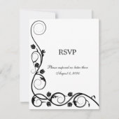 エレガントな黒と白の渦巻き RSVP / 返信 招待状 (正面)