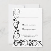 エレガントな黒と白の渦巻き RSVP / 返信 招待状 (裏面)