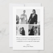 エレガントな黒と白の筆記体4枚の写真の結婚式 サンキューカード (裏面)