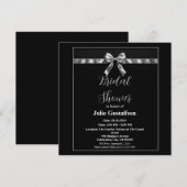 エレガントな黒と白の結婚前お披露目パーティーの招待状 セーブザデート (正面/裏面)