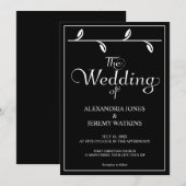 エレガントな黒と白の結婚式の招待状 招待状 (正面/裏面)