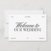 エレガントな黒と白の結婚式ウェルカムカード 招待状 (正面)
