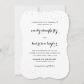 エレガントな黒と白の繊細なドットのウェディング 招待状 (正面)