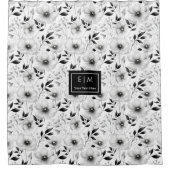 エレガントな黒と白の花のシャワーカーテン シャワーカーテン (正面)