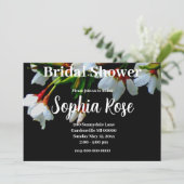 エレガントな黒と白の花を咲かせる白い花 招待状 (スタンド正面)