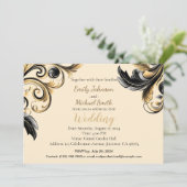 エレガントな黒と金のデザイン 招待状 (スタンド正面)