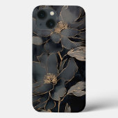 エレガントな黒と金のフラワーモチーフ Case-Mate iPhoneケース (裏面)