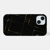 エレガントな黒と金のマーブル iPhone 15ケース (裏面横)