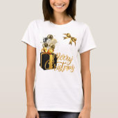 エレガントな黒と金のメリークリスマス 女性用 Tシャツ (正面)