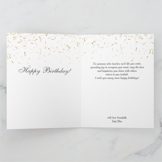 エレガントな黒と金の写真 折りたたみ式グリーティングカード カード (内部)