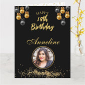 エレガントな黒と金の写真 折りたたみ式グリーティングカード カード (黄色い花)