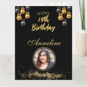 エレガントな黒と金の写真 折りたたみ式グリーティングカード カード (正面)