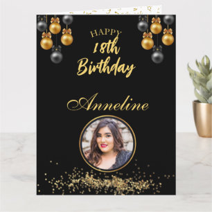 エレガントな黒と金の写真 折りたたみ式グリーティングカード カード