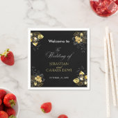 エレガントな黒と金の夏の結婚式 スタンダードカクテルナプキン (インサイチュ)