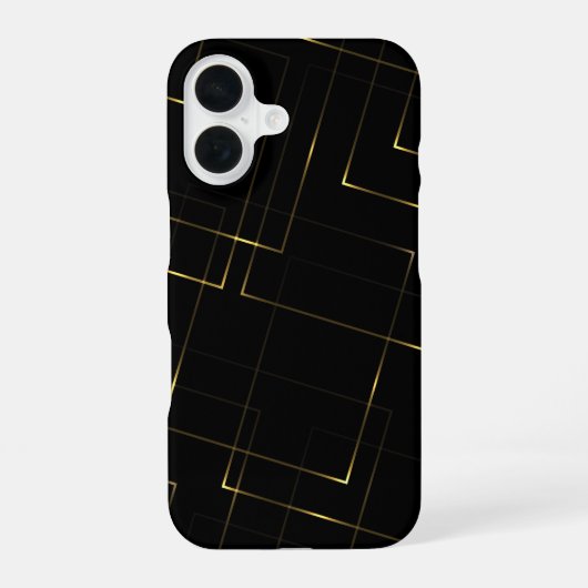 エレガントな黒と金の大理石 iPhone 16ケース (裏面)