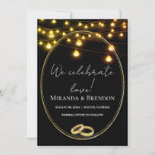 エレガントな黒と金の黄土色、紙吹雪の招待状 招待状 (正面)
