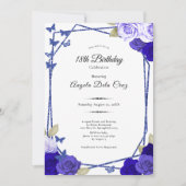 エレガントな黒と青のバラ 18歳のデビューおめでとう 招待状 (正面)