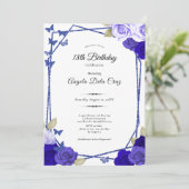 エレガントな黒と青のバラ 18歳のデビューおめでとう 招待状 (スタンド正面)