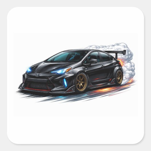 エレガントな黒のカーデカールステッカー スクエアシール (正面)