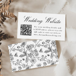 エレガントな黒のシノワズリーデザインの結婚式ウェブサイトQRコード エンクロージャーカード