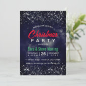 エレガントな黒のネイビーマーブルアート輝くクリスマス 招待状 (スタンド正面)