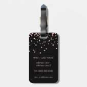 エレガントな黒のバラの金ゴールドのモノグラムの名前の手紙「N ラゲッジタグ (裏面縦)