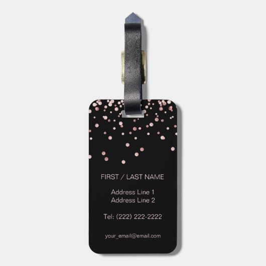 エレガントな黒のバラの金ゴールドのモノグラムの名前の手紙「N ラゲッジタグ (裏面縦)