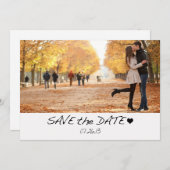 エレガントな黒の保存ハートの日付の写真カード セーブザデート (正面/裏面)