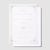 エレガントな黒の幾何学的な結婚式 ベラム紙招待状 (オフセット)