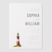 エレガントな黒の灯台イラスト ベラム紙招待状 (正面)