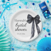 エレガントな黒の蝶ネクタイのブライズシャワー ペーパープレート (パーティー)