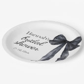 エレガントな黒の蝶ネクタイのブライズシャワー ペーパープレート (アングル)