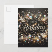 エレガントな黒の誕生日ポストカード ポストカード (正面/裏面)