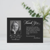 エレガントな黒の追悼写真 葬儀のお礼 サンキューカード (スタンド正面)