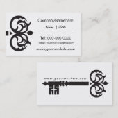 エレガントな黒の鍵の名刺のデザイン 名刺 (正面/裏面)