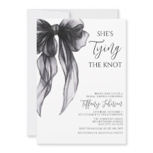 エレガントな黒リボンの「She's Tying the Knot」ブライダルシャワー