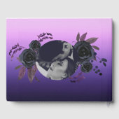 エレガントな黒ローズパープルフォトウェディング ゲストブック (裏面)