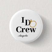 エレガントな黒及び金の指輪私は乗組員のブライダルシャワーをします 缶バッジ (正面)