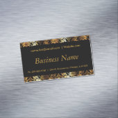 エレガントな黒及び金ゴールドのダマスク織 マグネット名刺 (インサイチュ)