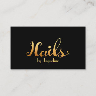 エレガントな黒及び金ゴールドのネイリスト 名刺